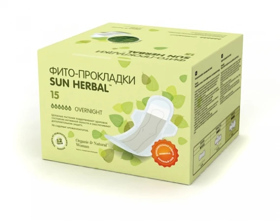 Фото Ночные фито-прокладки SUN HERBAL для критических дней (Overnight)