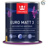 фото Краска Tikkurila Euro Matt 3 A для стен и потолков, 0,9 л.