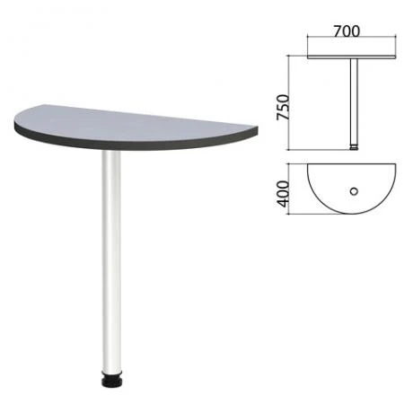 Фото Стол приставной полукруг "Монолит", 700х400х750 мм, цвет серый (КОМПЛЕКТ)