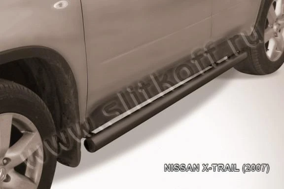 Фото Slitkoff Пороги d76 труба черные NISSAN X-TRAIL (2007)