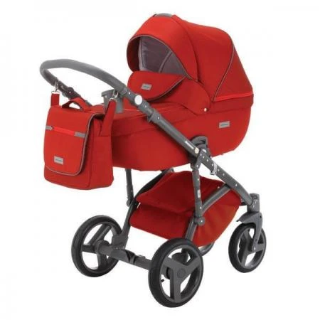 Фото Коляска 2в1 BeBe-Mobile Ravenna V13 кожа серая + красная