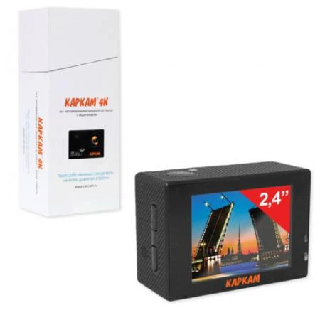 Фото Видеорегистратор автомобильный KAPKAM 4К, 2,4" (экран 6,1 см), Ultra HD, Wi-Fi, microSD, черный