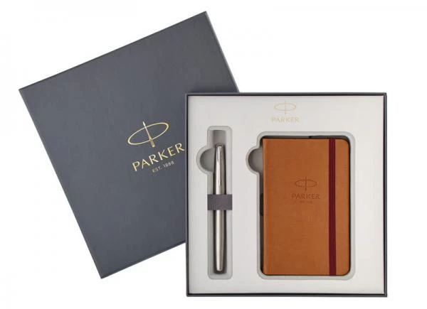 Фото Подарочный набор Parker: Перьевая ручка Parker Sonnet Stainless Steel + блокнот (55740)