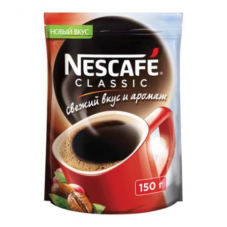 Фото Кофе растворимый NESCAFE (Нескафе) "Classic", гранулированный, 150 г, мягкая упаковка