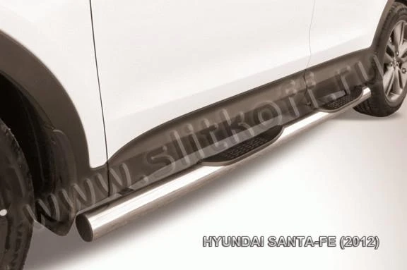 Фото Slitkoff Защита порогов d76 с проступями Hyundai Santa Fe 2012