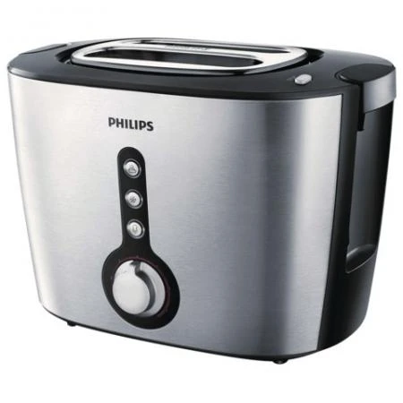 Фото Тостер PHILIPS HD2636/20, мощность 1000 Вт, 2 тоста, механическое управление, разморозка, подогрев, решетка для булочек, сталь