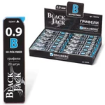 фото Грифель запасной BRAUBERG "Black Jack" (БРАУБЕРГ "Блек Джек"), Hi-Polymer, B, 0,9 мм, 20 штук