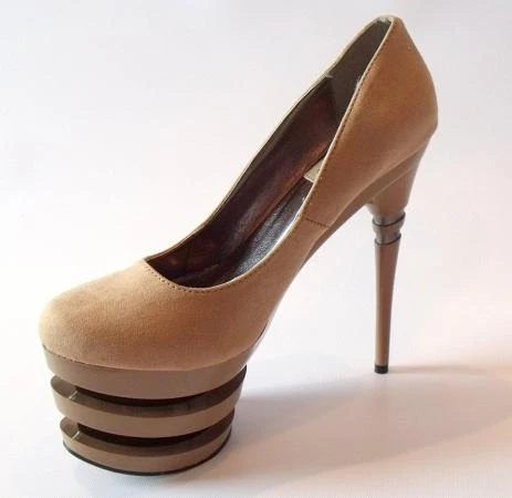 Фото Fahrenheit Khaki Beige Faux Suede Round Toe Stacked Layered Platform Zooey Stiletto Pumps High Heels 8.5 B(M) US