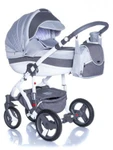 фото Коляска 2в1 BeBe-Mobile Movo R10 кожа белая/оранжевая + серый джинс