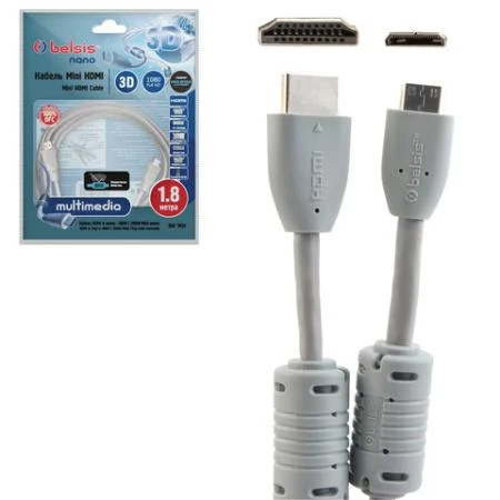 Фото Кабель HDMI-mini HDMI, 1,8 м, BELSIS, M-M, для передачи цифрового аудио-видео, BGL1143