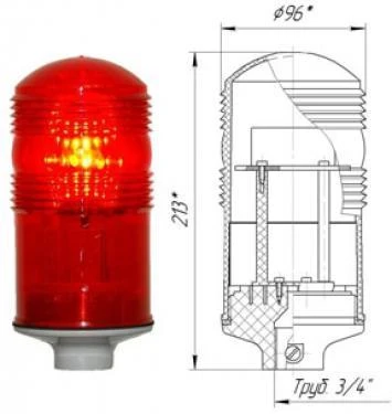 Фото Светильник (LED) «Заград. огонь» 220В 48LED 12000 mcd