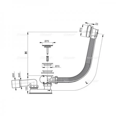 Фото Слив-перелив для ванны AlcaPlast A551KM автомат комплект
