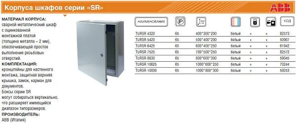 Фото Корпус шкафа IP65 монтаж. плат. 800х600х250|SRN8625K ABB