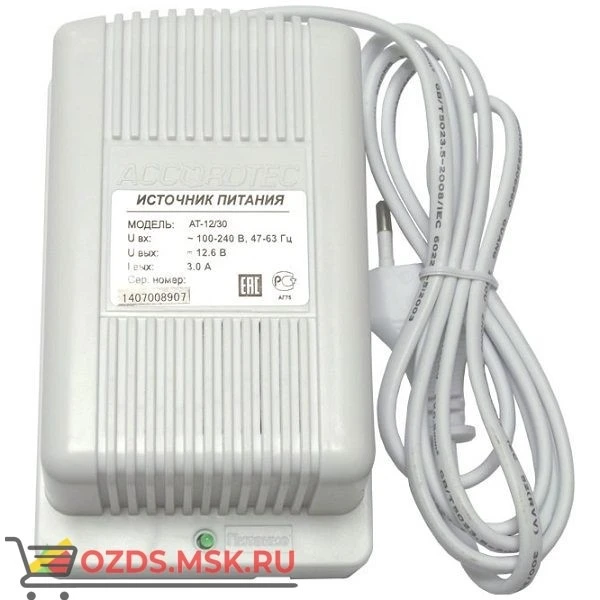 Фото AccordTec AT-1230 Блок питания 12V, 3A белый