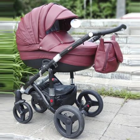 Фото Коляска 2в1 BeBe-Mobile Movo 57S-С кожа 100 % бордовая