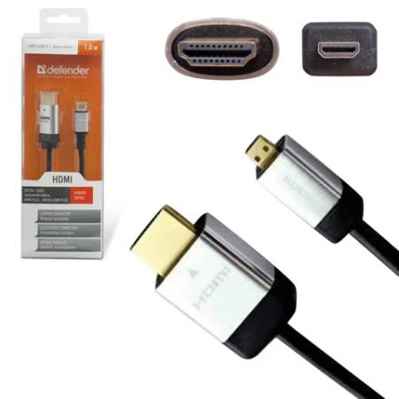 Фото Кабель HDMI-micro HDMI, 1,8 м, DEFENDER, M-M, для передачи цифрового аудио-видео