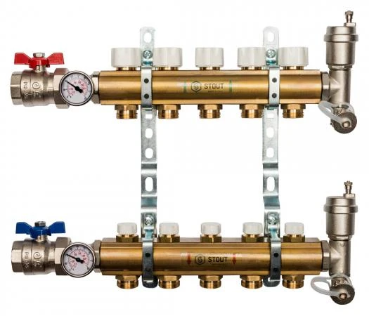 Фото Коллектор Stout из латуни без расходомеров 5 выходов