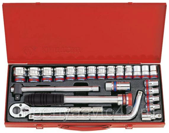 Фото Набор торцевых головок с принадлежностями 1/2", шестигранные, 5/16"-1&amp;1/4", 24 предмета KING TONY 4533SR