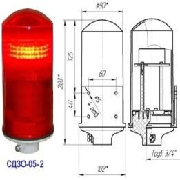 Фото Светильник (LED) «Заград. огонь» «цилиндр» 220В красный IP54 на трубу