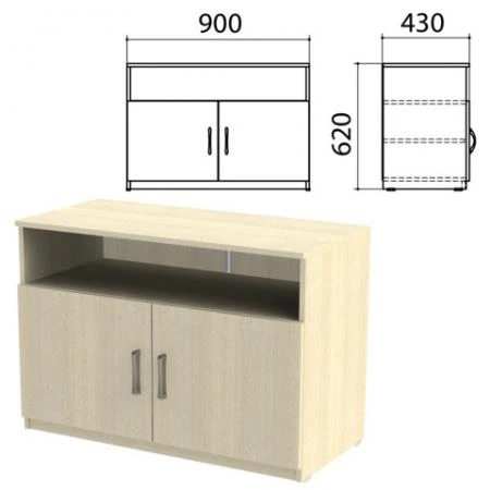 Фото Тумба для оргтехники "Канц", 900х430х620 мм, 2 двери, цвет дуб молочный (КОМПЛЕКТ)