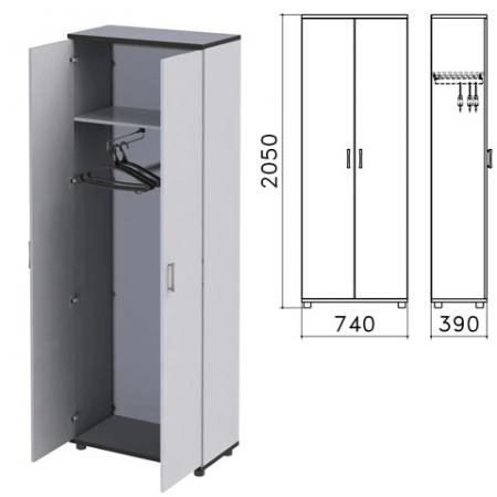 Фото Шкаф для одежды "Монолит", 740х390х2050 мм, цвет серый, ШМ49.11