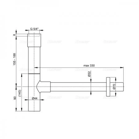 Фото Сифон для раковины AlcaPlast DESIGN A402 трубный