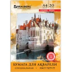 фото Папка для акварели А4, 210х297 мм, 20 л., BRAUBERG (БРАУБЕРГ), вн. бл. 200 г/м2 бумага, ГОСТ 7277-77