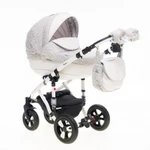 фото Коляска 2в1 BeBe-Mobile Toscana Ecco 100% 718S кожа белый/светло-бежевый с рисунком