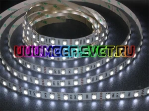 Фото Гибкая светодиодная лента 300 LED, мощность 72W (3Х светодиод), широкоугольного (рассеянного) свечения, угол свечения - 140гр.