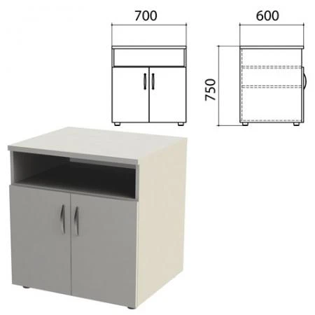 Фото Тумба для оргтехники "Этюд", 700х600х750 мм, 2 двери, полка, серый
