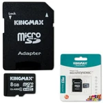 фото Карта памяти micro SDHC, 8 Gb, KINGMAX, скорость передачи данных 10 Мб/сек. (class 10), с адаптером