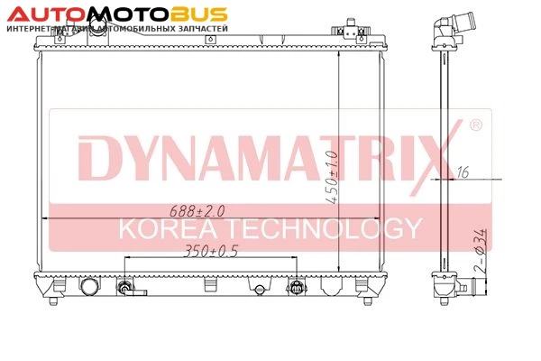 Фото Радиатор охлаждения двигателя DYNAMATRIX DR64199