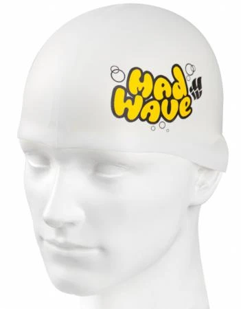 Фото Юниорская силиконовая шапочка Mad Wave Silicone Junior Solid M0547 01 (Цвет: Белый;)