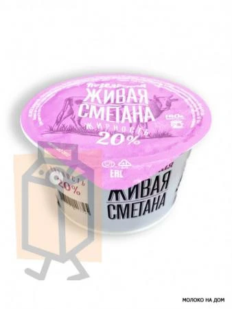 Фото Сметана "Живая" 20% 180г стакан (г. Козельск, Россия)