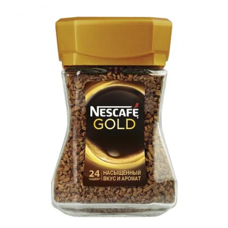 Фото Кофе растворимый NESCAFE (Нескафе) "Gold", сублимированный, 47,5 г, стеклянная банка