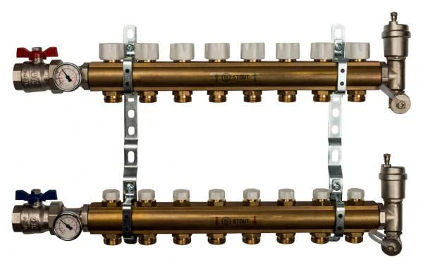 Фото Коллектор Stout из латуни без расходомеров 8 выходов