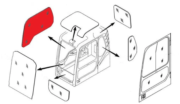 Фото Стекло кабины правое (триплекс) 71N6-02740 Hyundai R140-R500 серия 7 и 7A
