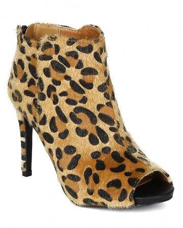 Фото Qupid BG95 Women Print Pony Hair Open Toe Stiletto Heel Ankle Bootie - Camel Leopard