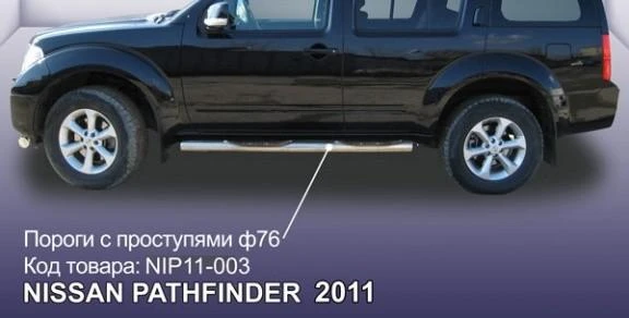 Фото Slitkoff Защита порогов d76 с проступями Nissan Pathfinder 2011