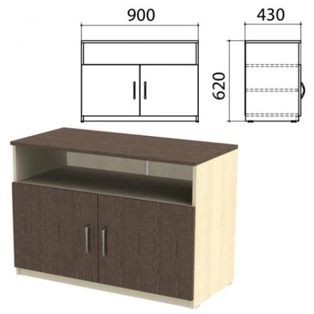 Фото Тумба для оргтехники "Канц", 900х430х620 мм, 2 двери, цвет дуб молочный/венге (КОМПЛЕКТ)