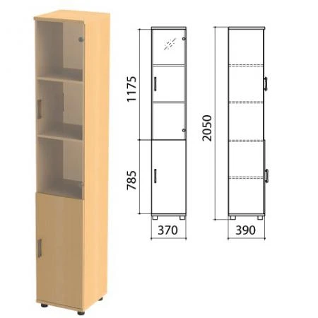 Фото Шкаф закрытый со стеклом "Монолит", 370х390х2050 мм, цвет бук бавария (КОМПЛЕКТ)