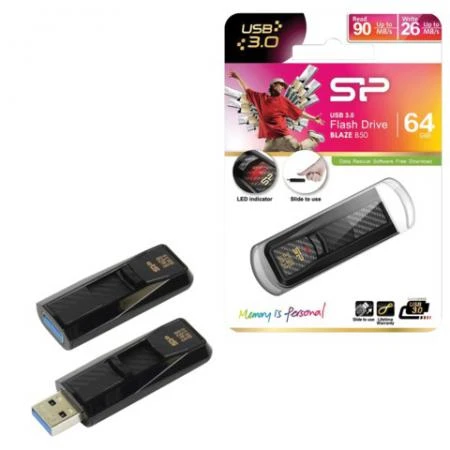 Фото Флэш-диск 64 GB, SILICON POWER B50, USB 3.0, черный