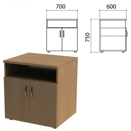 Фото Тумба для оргтехники "Этюд", 700х600х750 мм, 2 двери, полка, дуб онтарио