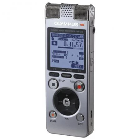 Фото Диктофон OLYMPUS DM-650 4Gb Linear PCM, WAV/MP3/WMA, время записи 1026 ч, серебристый