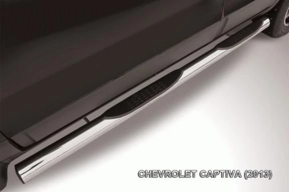 Фото Slitkoff Защита порогов d76 с проступями Chevrolet Captiva 2013