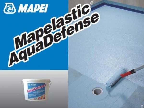 Фото Гидроизоляция MAPELASTIC AQUADEFENSE Светло-голубая 15кг