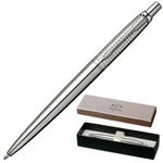 фото Ручка шариковая PARKER "Jotter Premium Shiny Stainless Steel Chiselled CT", нержавеющая сталь, хромированные детали, синяя