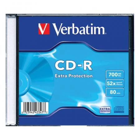 Фото Диск CD-R VERBATIM DL, 700 Mb, 52х, Slim Case