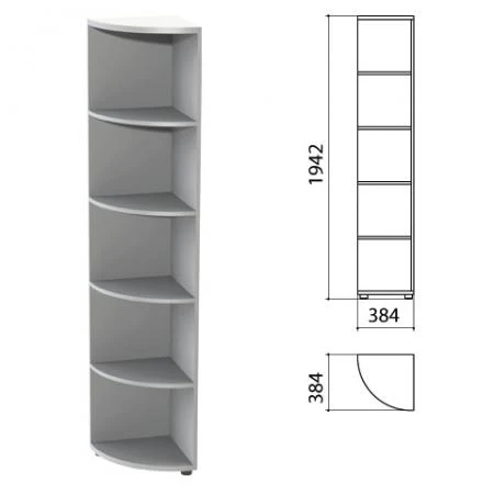 Фото Шкаф (стеллаж) угловой "Этюд", 384х384х1942 мм, 4 полки, серый