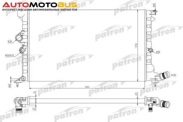 Фото Радиатор охлаждения двигателя PATRON PRS3040